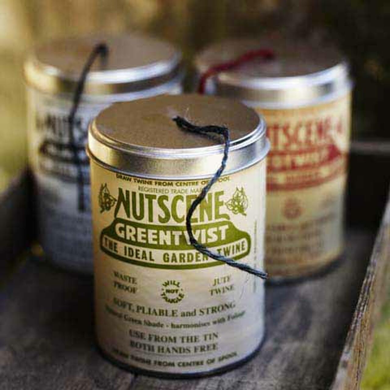NUTSCENE Iconic Tin (Tin ‘O’ Twine) with Their Heritage Scottish Jute Twine and Hole in Top for Easy Dispensing. 14+ Colors to Choose from. 164 Yards. (Lilac)