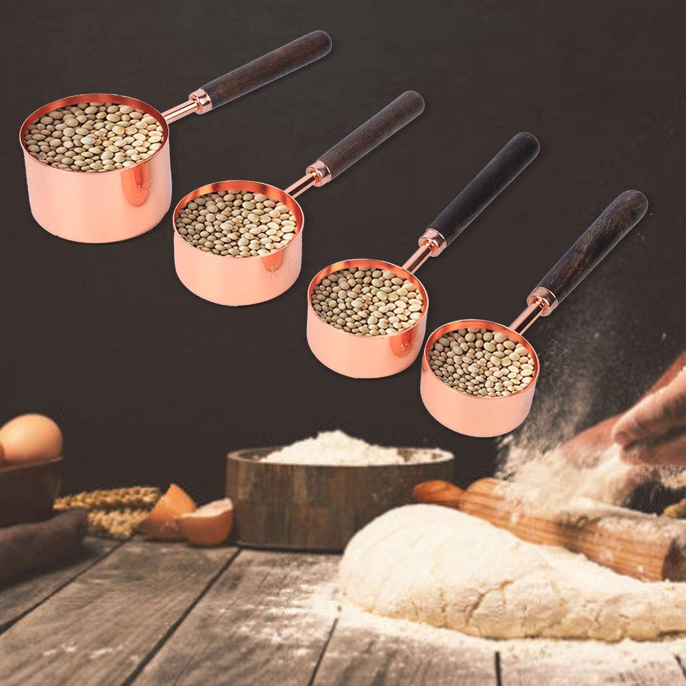 Juego de 4 Cucharas Medidoras,Cuchara Medidora Hornear de Oro Rosa,Herramienta Medici¨®n Cocina Diferentes Tama?os,Accesorio de Cocina de Acero Inoxidable 304 Grado Alimenticio