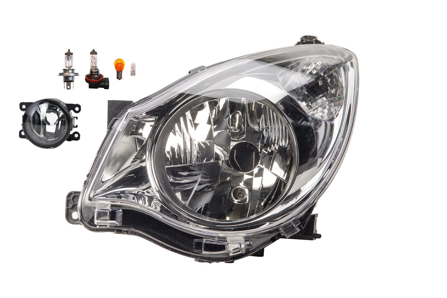 Johns, Faros delanteros halógenos aptos para Opel Agila B 09/2007 – a partir de H4 izquierda conductor + faros antiniebla + bombilla