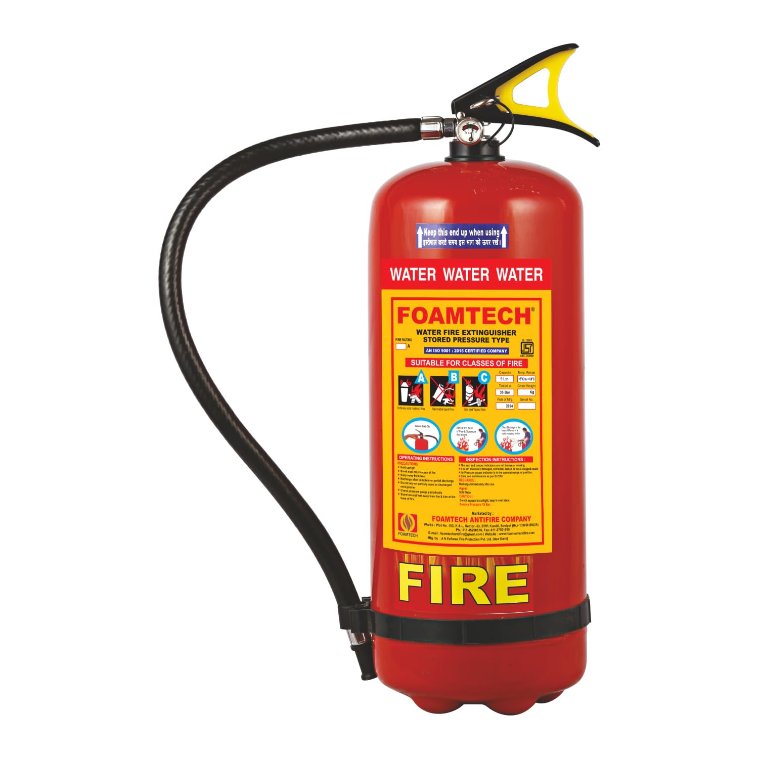 ABC Dry Chemical Powder fire Extinguisher Stored Pressure Capacity Water Type 9Ltr for Home | Fire Safety for All Types of Fire for Home, Office & Car Safety | Fire Extinguisher for Office-image-26