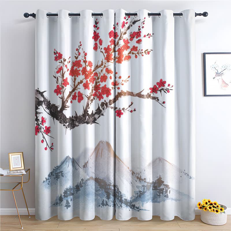 TAKUAN Cherry Blossom Sakura Curtains for Bedroom Living