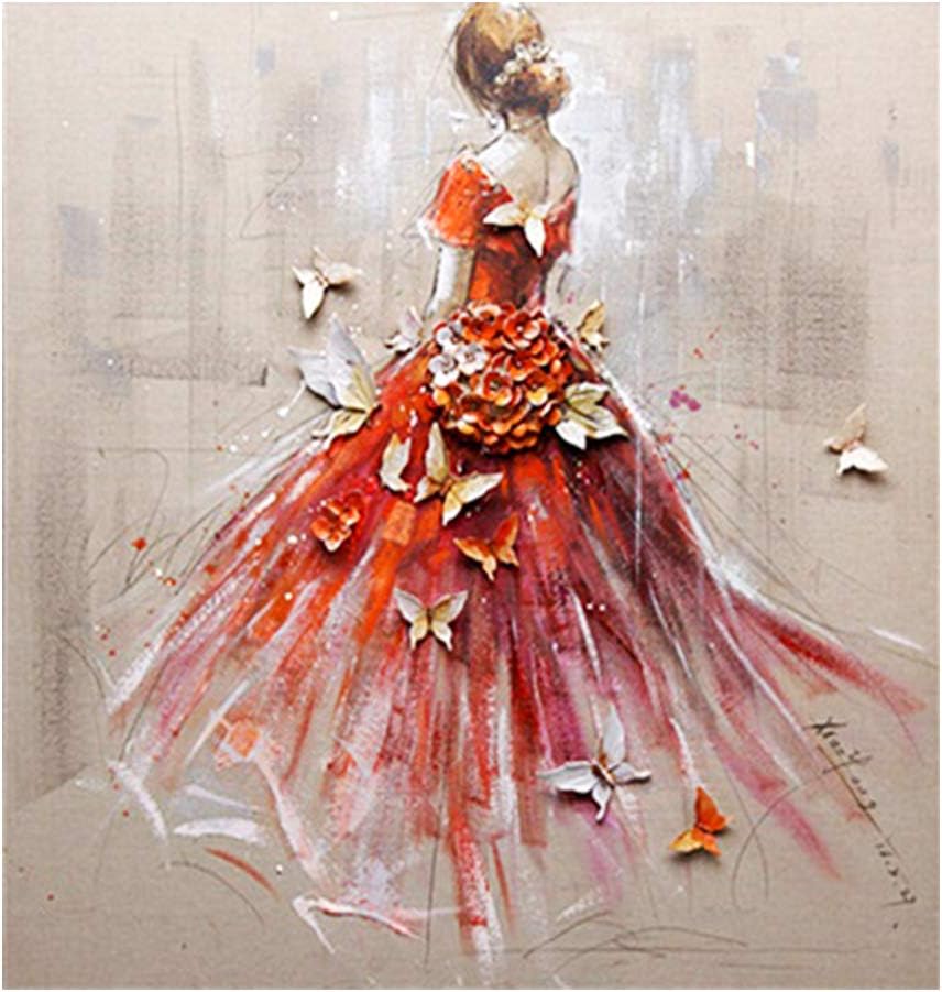 Soleebee DIY 5D Full Drill Diamond Painting by Number Kit, Canvas Crystal Rhinestones Painting Embroidery Cross Stitch Arts Craft Home Wall Decor 16 x 16 Inche, Back Girl