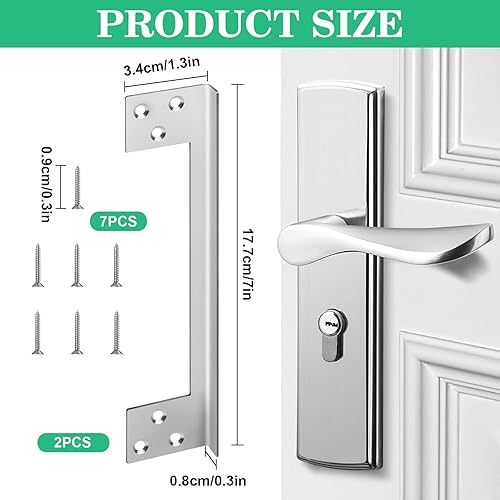 Miniatura 2 de 2 unidades de placa de protección de puerta de salida de 7 pulgadas, protector de seguridad de puerta en forma de L, placa de seguridad de puerta