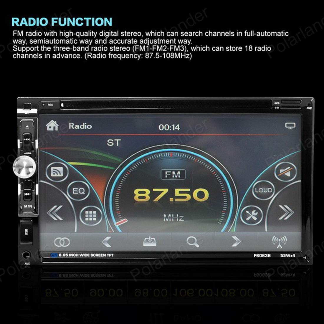 VIGORFLYRUN PARTS LTD 6.95 Inch DVD 6063B 2 Din Multimedia Player
