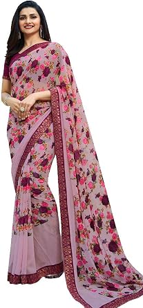 Indian Sari Fashion Designer Ethnic Georgette Saree STARWALK 37 Light Purple