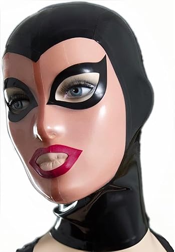 LEIMI Capucha de látex para mujer, goma de goma, cubierta completa, ojos grandes, ajuste de color, mascarada, máscara de látex para fiesta de