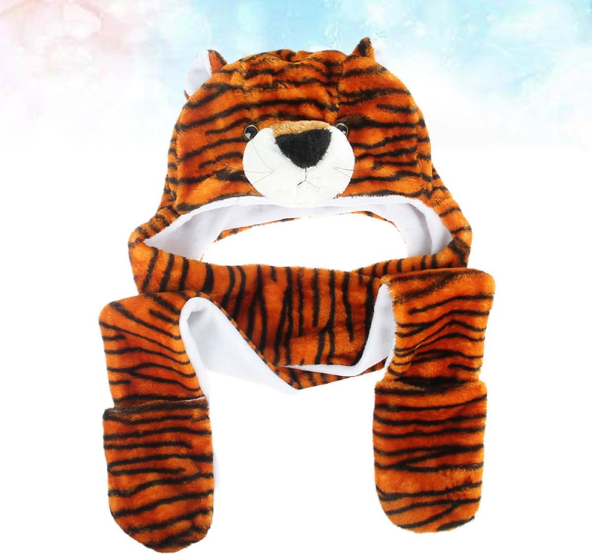Tiger Animal Shape Hat with Ear Protector Cotton Winter Cap Multi