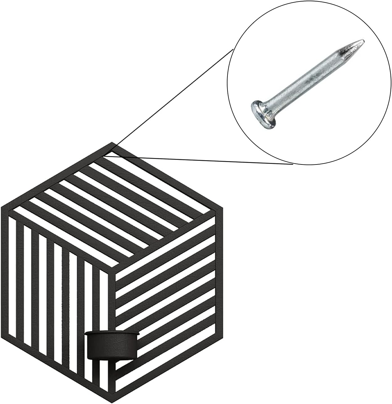 Shelving Solution Wall Sconce Candle Holder,Metal Holders Wall Art Decorations for Living Room, Bathroom, Dining Room and Office, Set of 2 (Rhombus Black)