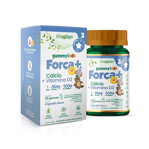 Gummy Kids Força+ | Suplemento Infantil com Vitamina D3 e Cálcio | Saúde óssea, Dental e Muscular