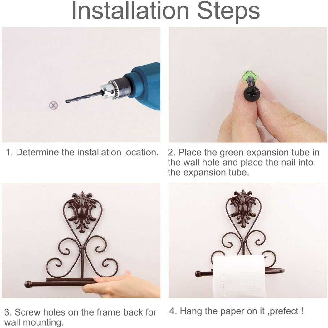 uxcell Wall Mount Toilet Tissue Paper Roll Holder and Dispenser for Bathroom - Wall Mount, Holds and Dispenses One Roll, Mounting Hardware Included - Strong and Durable Metal in Bronze