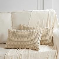 Vista 153 de Fancy Homi Fundas de almohada decorativas bohemias de 20 x 20 pulgadas para sala de estar, sofá, cama, sillón, rústico, moderno, decoración del Crema