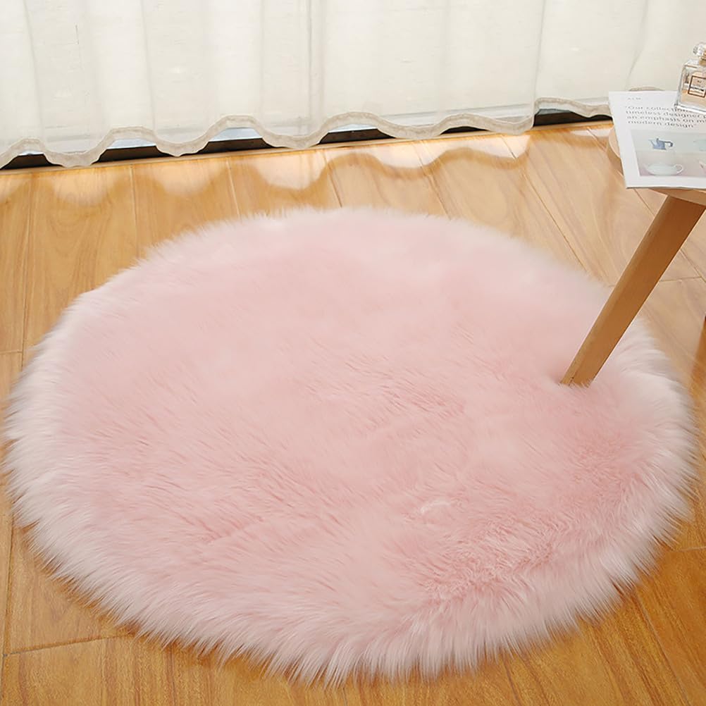 Super Soft Round Living Room Rug, Shaggy Rugs Fluffy Indoor Round Hallway Rug Washable Non-Slip High-Pile Modern Soft Rug for Bedroom, Office Deco,pink,40cm