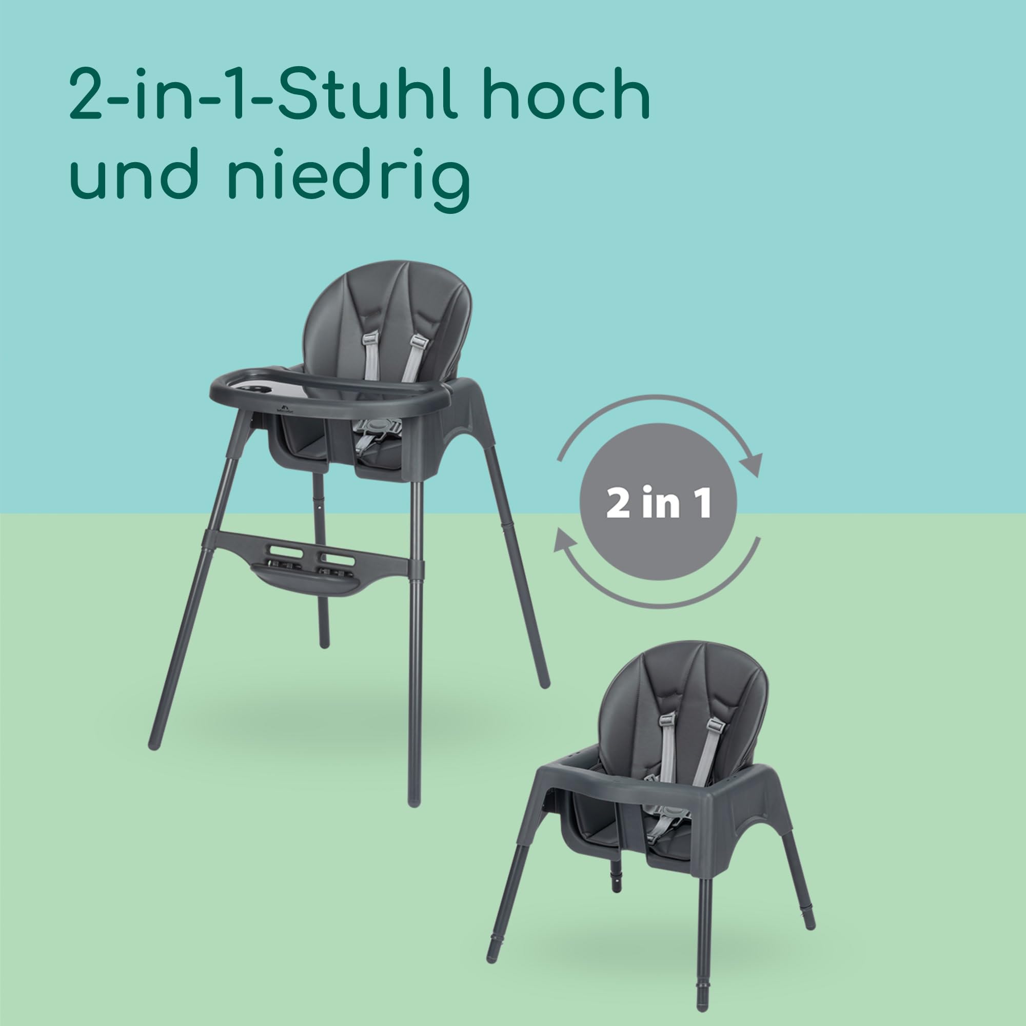 Bebeconfort Meely Plus Hochstuhl 2-in-1, Tinted Graphite