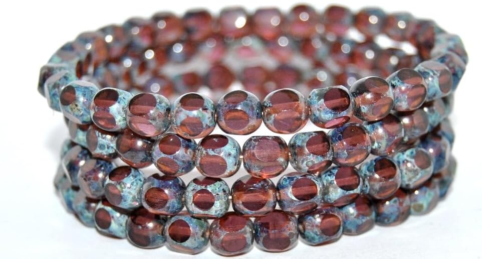 150 pcs Cut Fire Polished Faceted Glass Beads, Amethyst Picasso (20060-43400), 8 mm, Glass, Czech Republic
