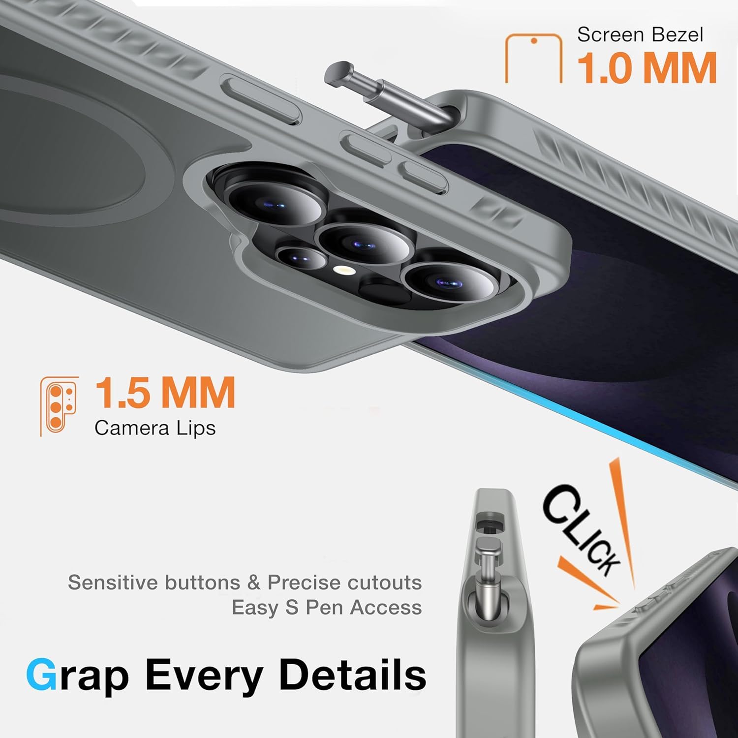Elzzi Magnetic Magsafe for Samsung Galaxy S26 Ultra Case [Compatible with MagSafe][Full Camera Protection][Built-in Invisible Kickstand] Translucent Matte Phone Back Cover - Grey — Amazon image 6