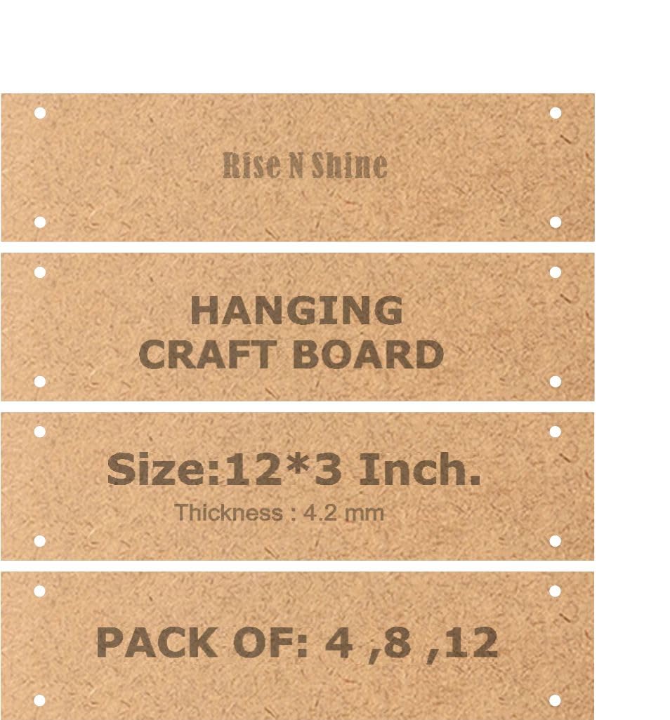 Rise N Shine DIY Wall Hangings MDF Rectangle Shape | MDF Boards for Art and Craft | DIY Name Plate for Home Decoration | Pine Wood Board Unfinished for DIY Home (12x3, 8)