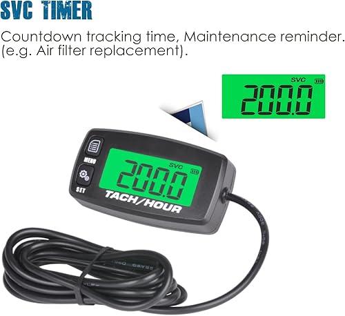 Miniatura 4 de Runleader Medidor digital de mantenimiento de taquehora reemplazo de batería para motor de gas pequeño utilizado en motosierras de motor fuera de