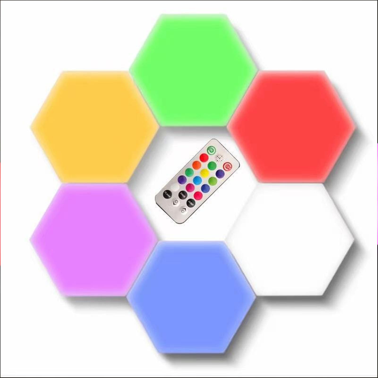 Bewinner 12 Ensembles de Panneaux D'éclairage Muraux Hexagonaux, Lumières Modulaires LED Hexagonales RVB Intelligentes, Lumières de Jeu à Synchronisation de Musique Cool, Appliques