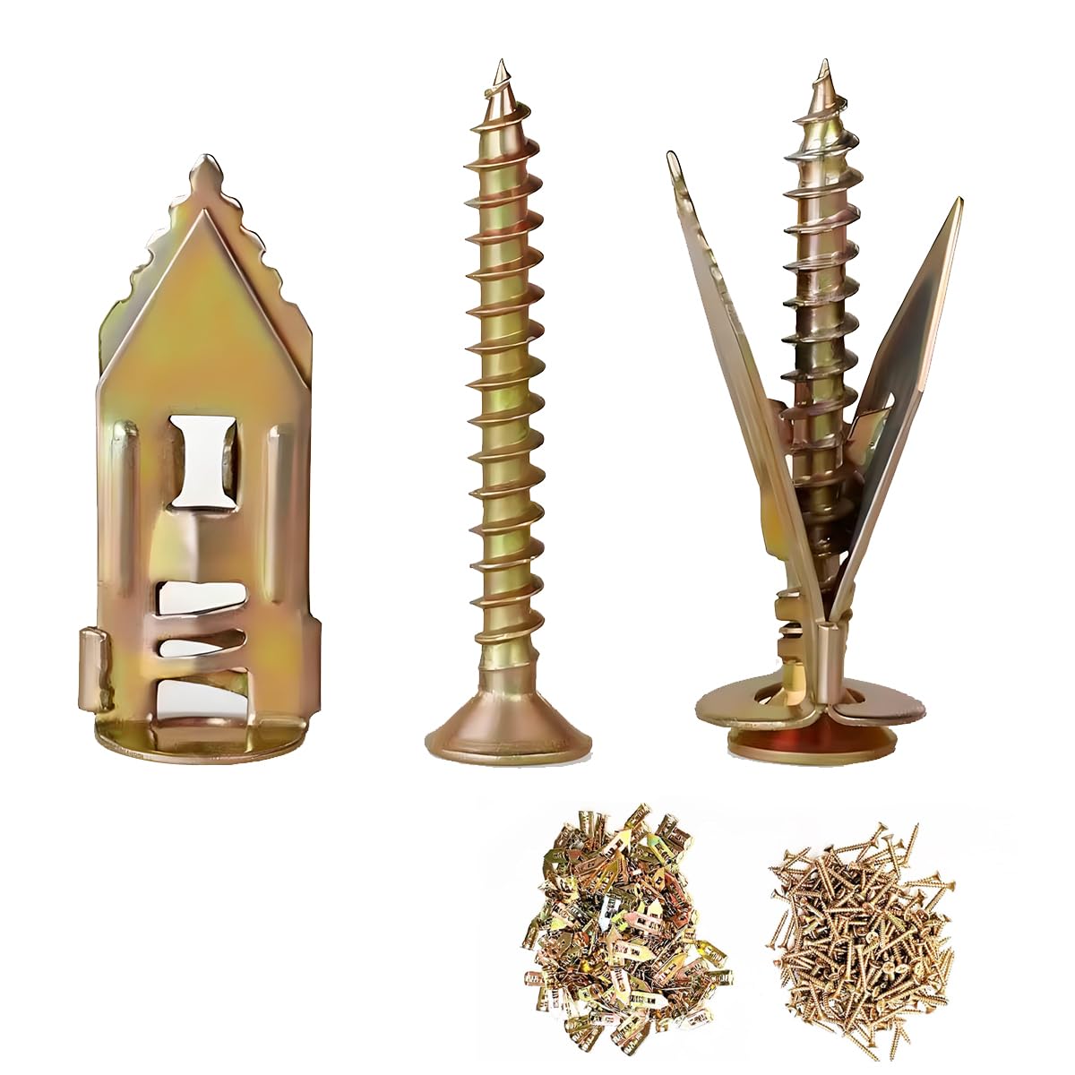 Self Drilling Drywall Anchors with Screws Kit, 160 Pcs Drywall Anchors Heavy Duty Metal Anchors and Screws kit No Drill Needed for Gypsum Board Dry Wall