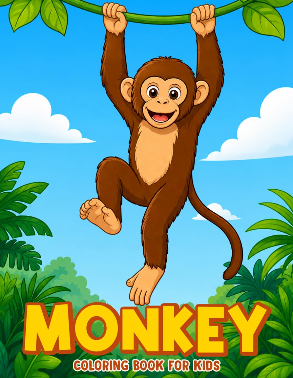 Monkey Coloring Book for Kids: Big, Bold, and Realistic Monkey Coloring Pages with Simple Jungle Scenes