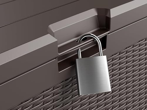 Miniatura 5 de Rubbermaid Caja de almacenamiento de resina extragrande para exteriores (134 galones), resistente a la intemperie, marrón, organización de cubierta