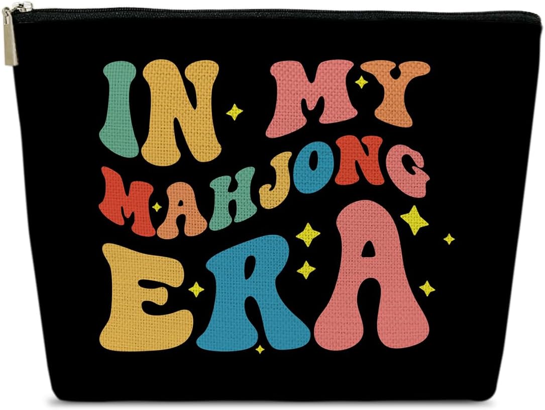 Mahjong Gifts Makeup Bag for Purse, In My Mahjong Era Cosmetic Bag, Birthday Christmas Gifts for Game Player Lover Women Sister Besties, Girl Stuff Makeup Pouch