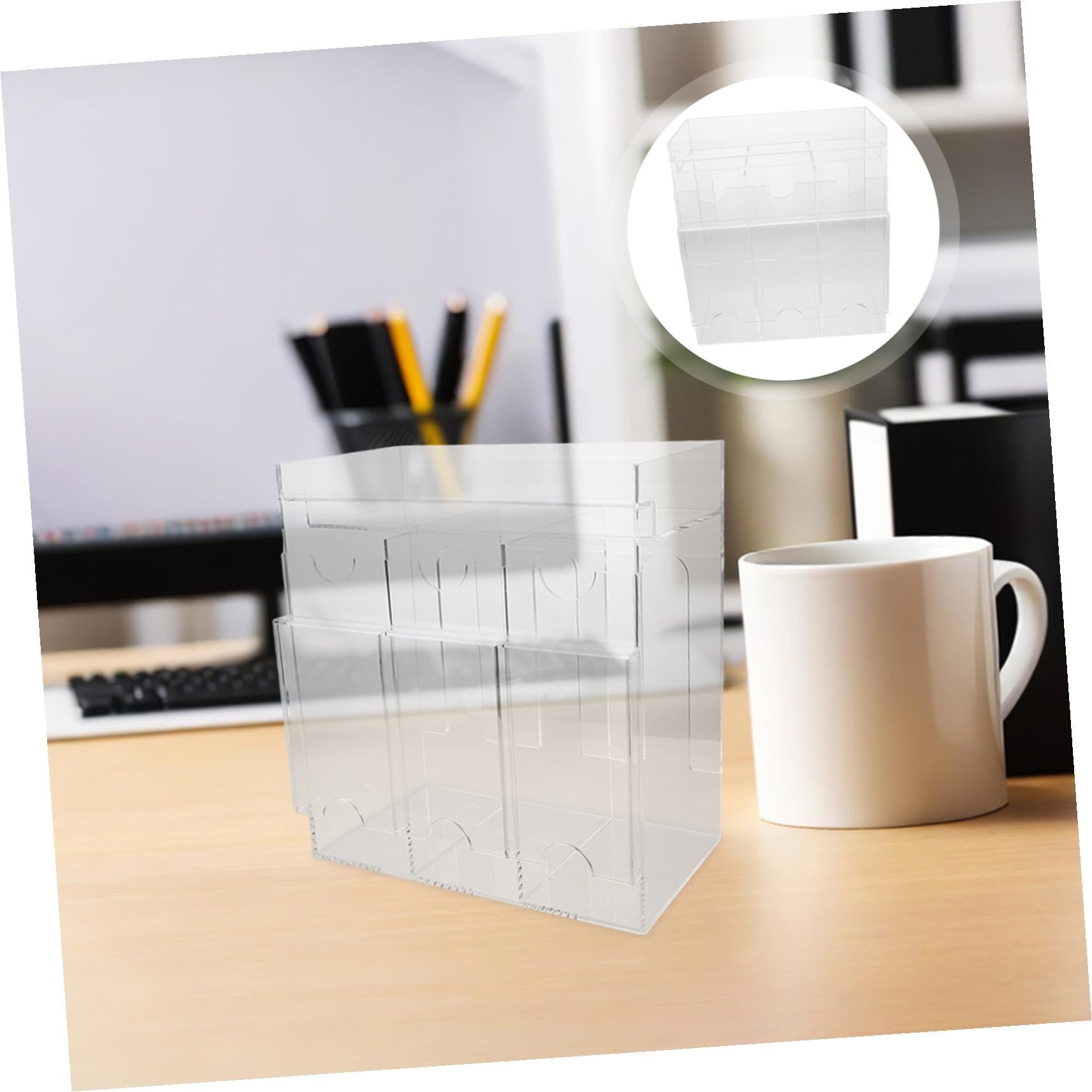 Organiseur de Cartes en Acrylique à Compartiments Multiples pour Cartes Nom