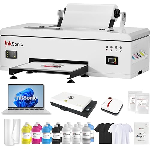 InkSonic L1800 DTF Printer Machine, A3 T-Shirts Printing Machine with Oven & Laptop, Direct to Film, Heat Transfer DTF Kit for Clothing Design, 13" Print Width, Suitable for Cotton, Denim, Canvas