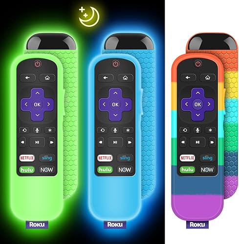 3 Pack Case for TCL Roku TV Steaming Stick 3600R Remote,Silicone Cover Roku Voice/Express/Premiere Remote Controller Skin Protective Universal Replacement Sleeve Glow in The Dark