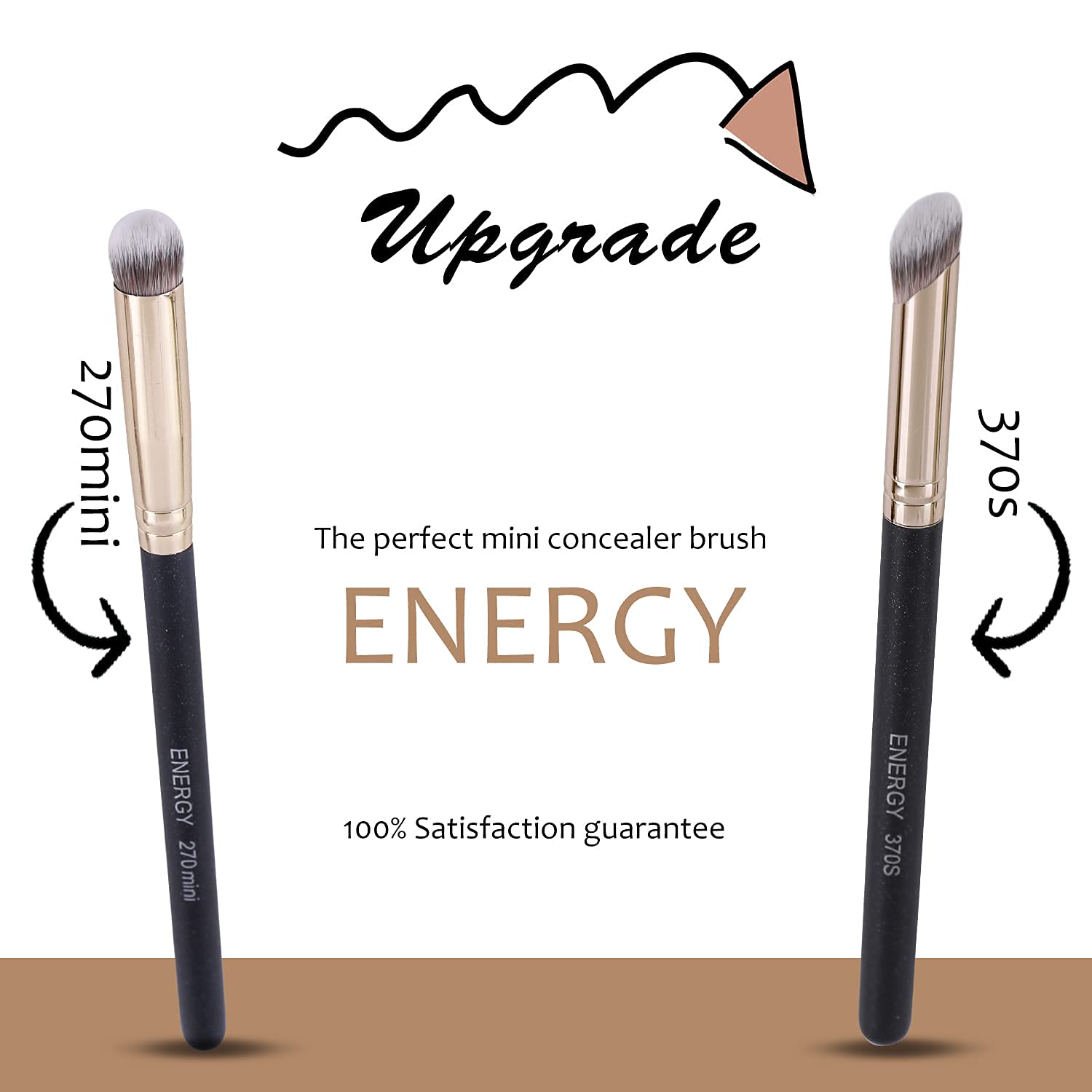 ENERGY Angled Flat Concealer Brush Under Eye Concealer Nose Contour Brush for Bronzer Liquid Foundation Cream Cosmetic Press Powder Concealer Palette Blending Buffing Stippling Brush Small 370S : Everything Else