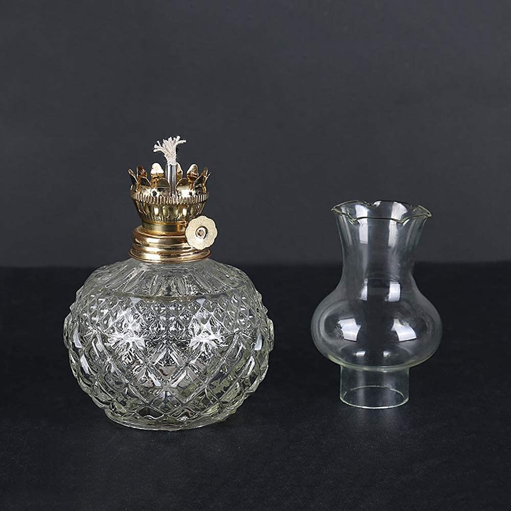 POCHY Klassiker Öllampe Klassische Petroleumlampe für den Innenbereich Hurricane Lamp Globe Oil Lamp mit Klarglasschirm Verstellbarer Schalter Petroleumlaterne tragbar