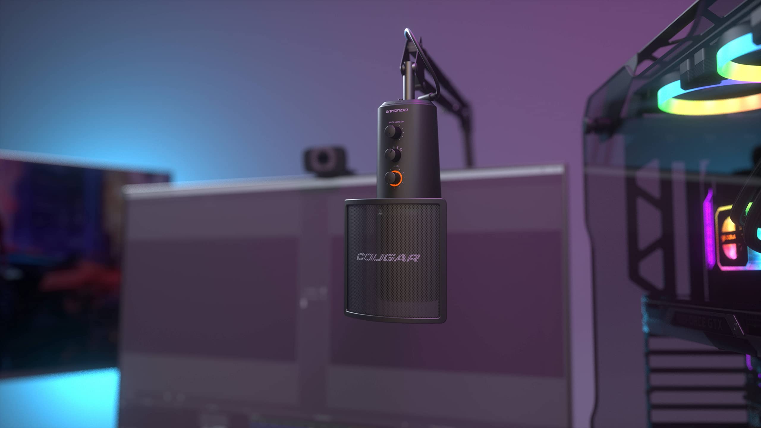 COUGAR Gaming | Micro Gaming | Screamer X RGB USB | Omnidirektionale Modi | Plug and Play USB | Rauschunterdrückung | 3 Mikrofone | 4 Modi | Mute Funktion | Anti-Vibration