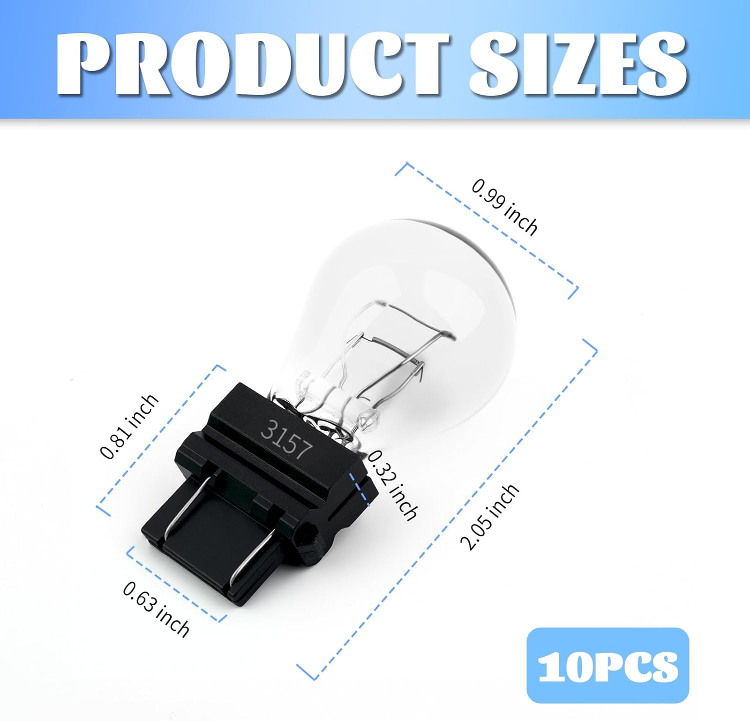10 PCS 3157 Brake Light Bulb P27/7W 4157 Bulb image 2