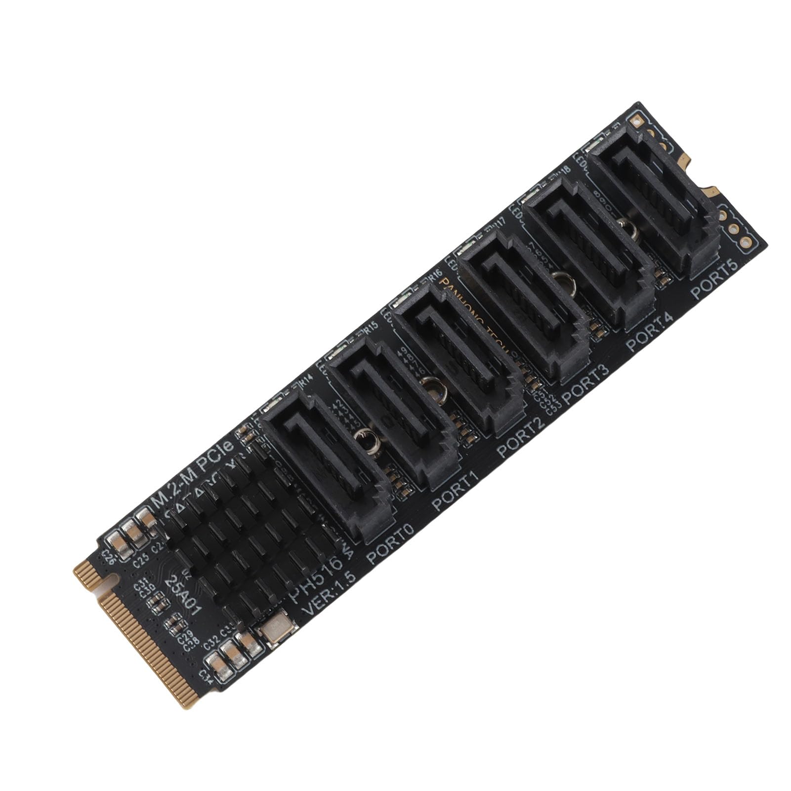 Karta Adaptera M.2 do SATA3.0, Profesjonalna Karta Rozszerzeń 6 Gb/s ASM1166 M.2 PCIE na SATA z Inteligentnym Wskaźnikiem