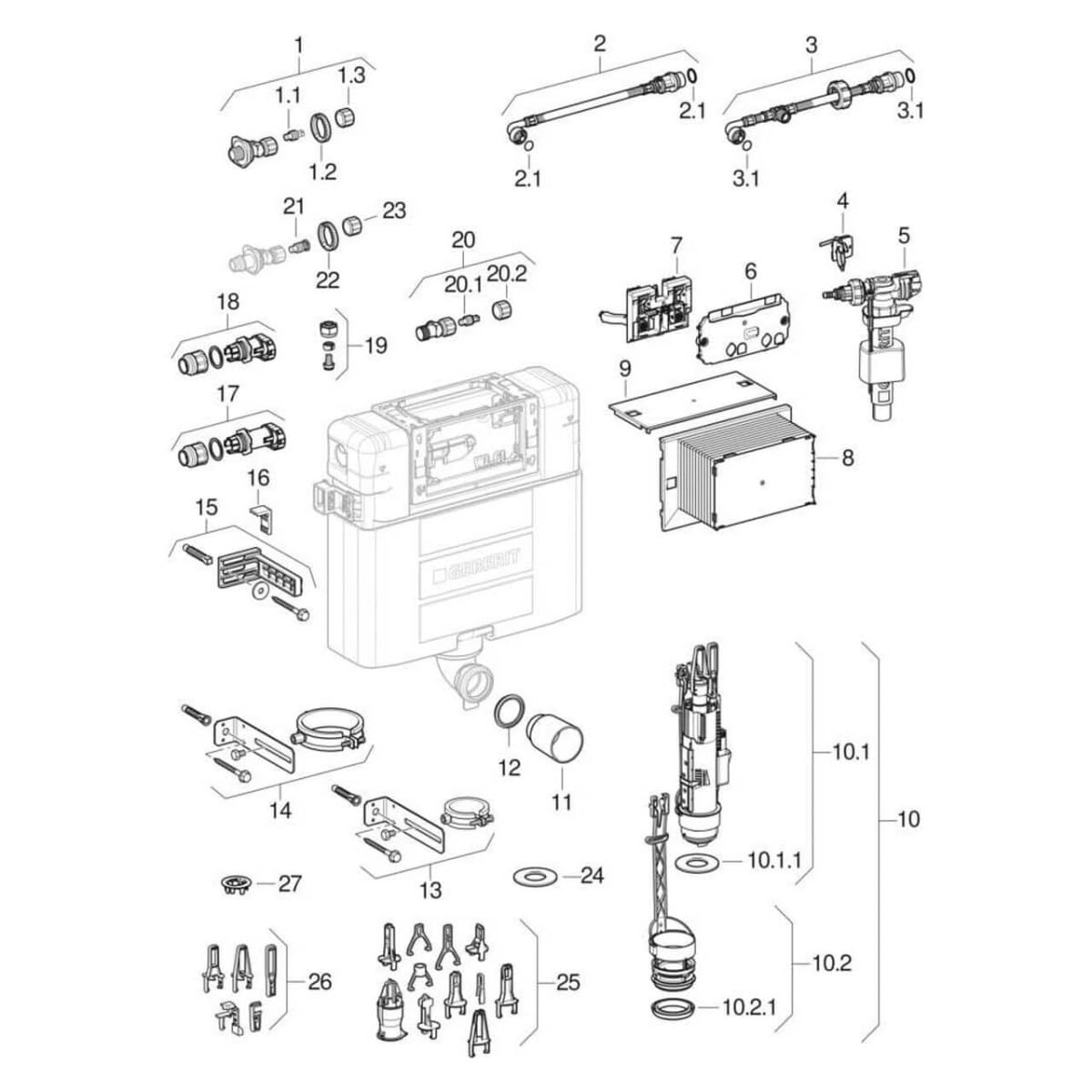 Geberit 111.030.00.1 Bastidor Duofix para Inodoro Suspendido, 98 cm, Cisterna Empotrada Omega 12 cm