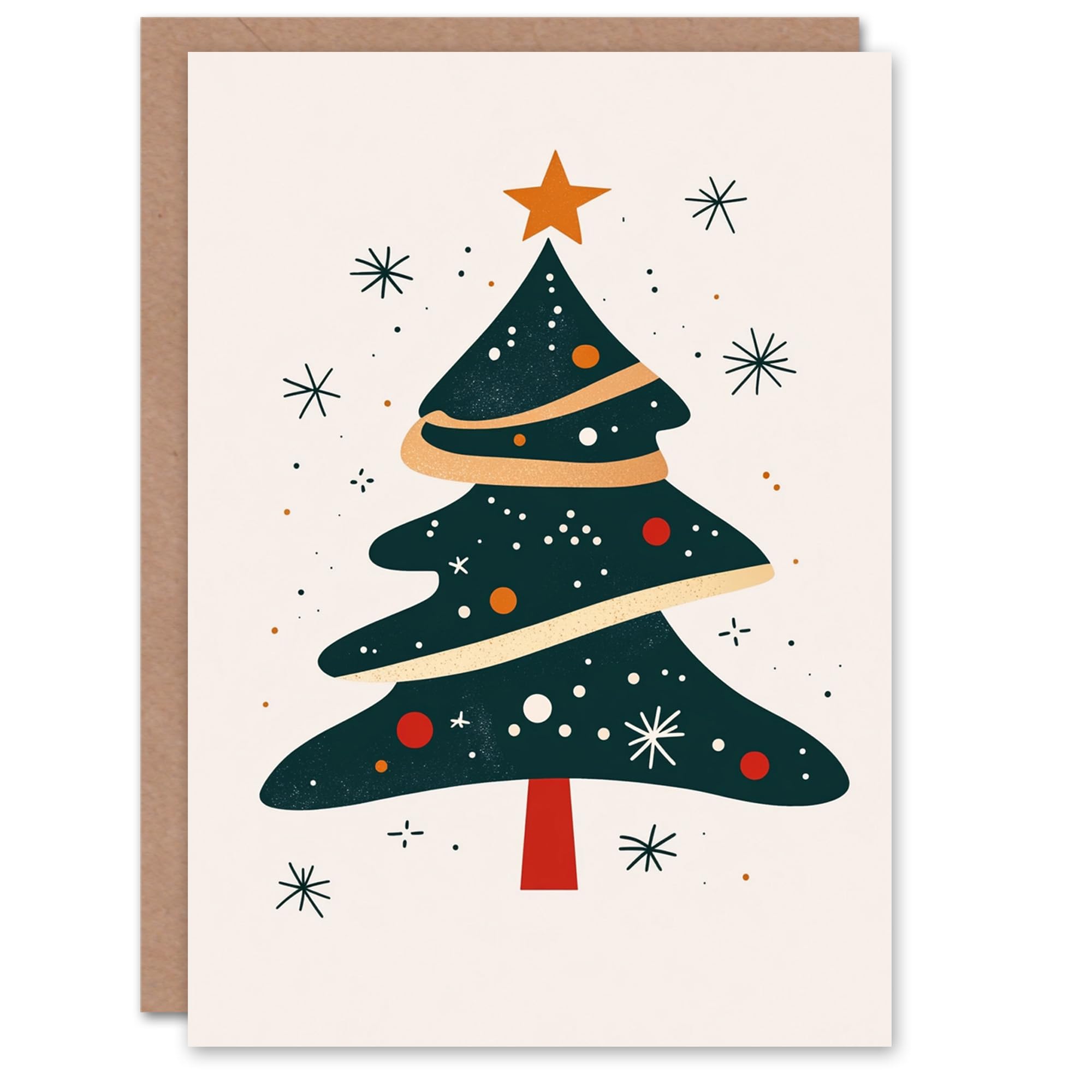 Wee Blue Coo Tree Bright Modern Abstract Fun Xmas Art Blank For All Christmas Card