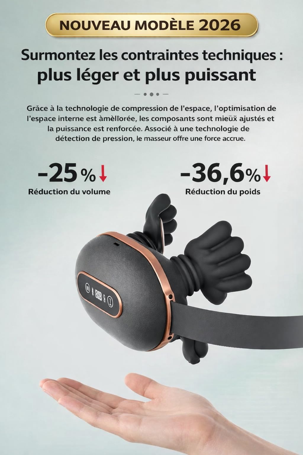 Massaggiatore cervicale e spalle elettrico – Nuovo modello 2026 – Massaggio Shiatsu Multi-Zone per collo, schiena e gambe – Riscaldamento 3 luci rosse – 3 livelli di intensità