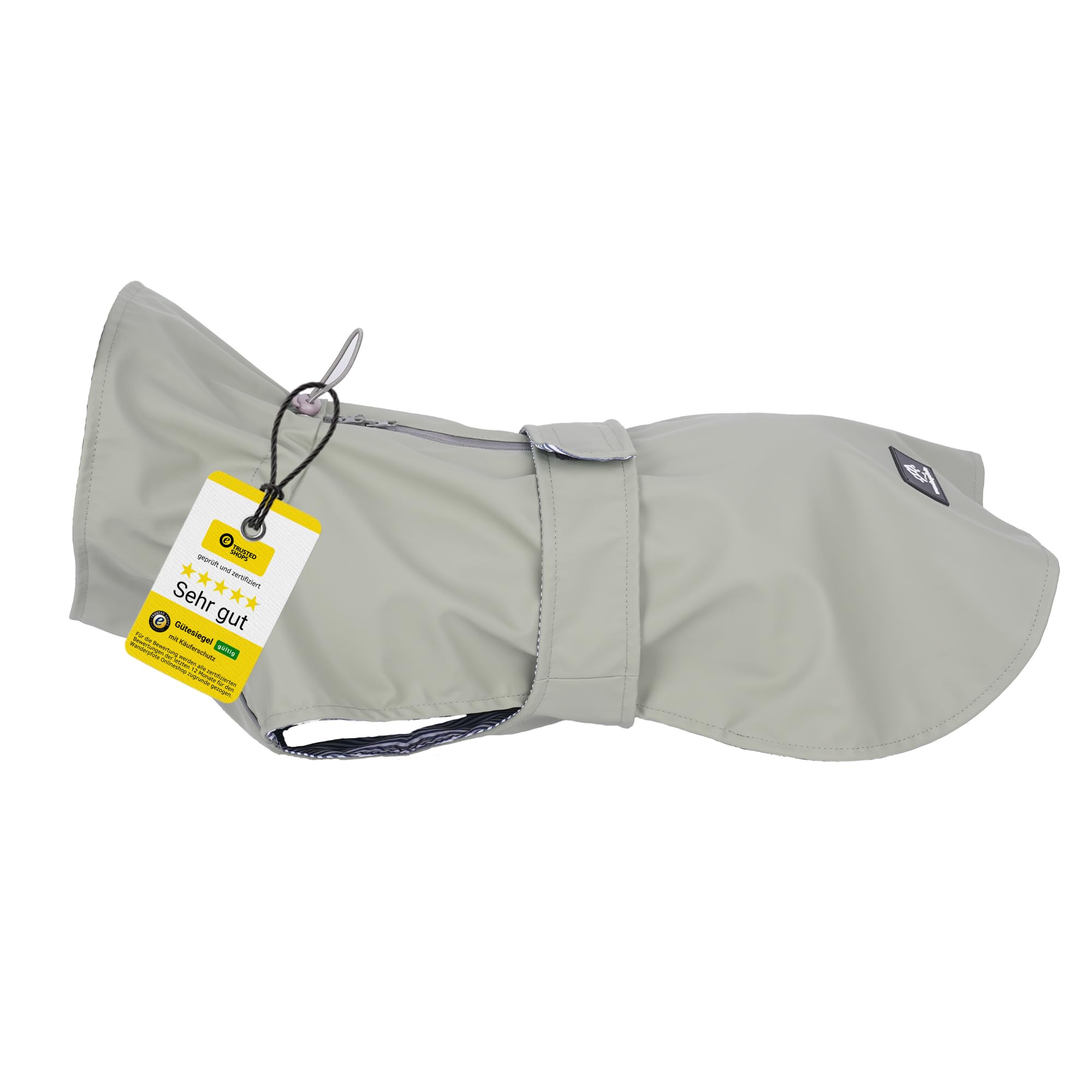 Hunderegenmantel in Grau, Größe L – Hundemantel Stilvoll und Elegant – wasserdichte Hundejacke - optimal für kleine und mittelgroße Hund – minimalistische Hunderegenjacke