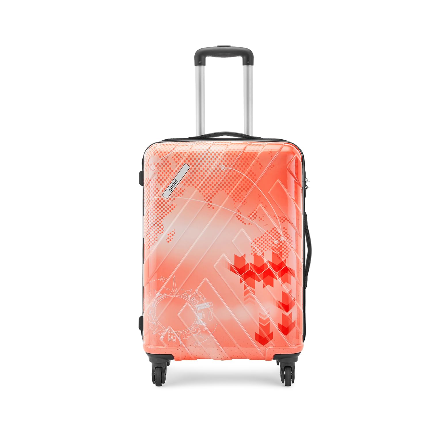 Safari RAYVOYAGE 67 Cms Check-in Trolley Bag Hard Case Polycarbonate 4 Wheels 360 Degree Wheeling System Luggage, Trolley Bags for Travel, Suitcase for Travel, Printed Red (B097QNLMP7) Amazon Price History, Amazon Price Tracker