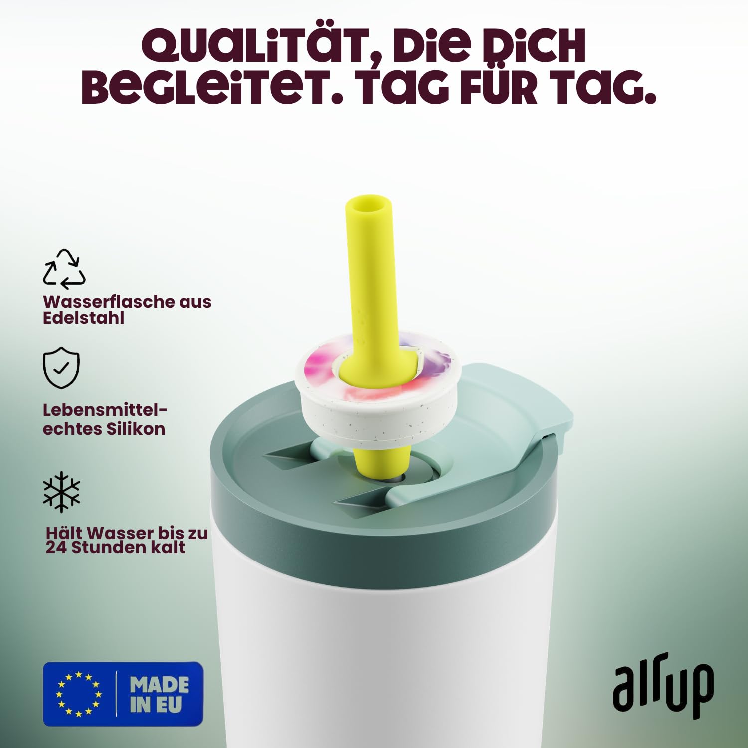 air up Original Tumbler Starter-Set 700ml in White Spearmint mit Pods in 5 Geschmacksrichtungen + Podcase Burgund | Trinkflasche, BPA-frei