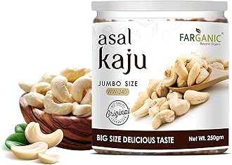 BETT Farganic Premium Whole Asal Cashew Kaju Nuts Dry Fruits W240 (250 Gram)