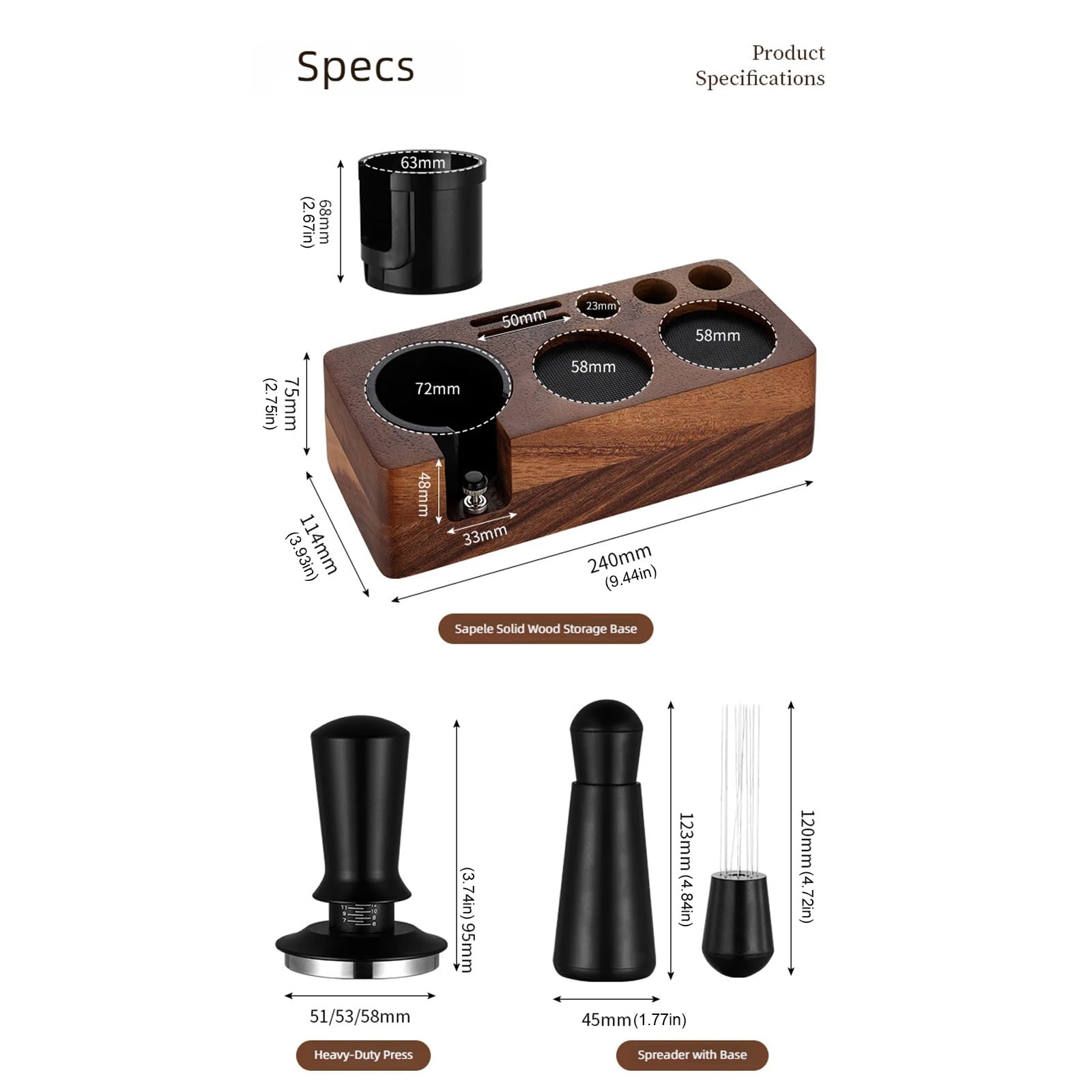 Benutzerfreundliches 58-mm-Kaffee-Presswerkzeug mit ergonomischem Holzgriff-Design, Café, Club-Ausrüstung, Kaffee-Zubehör, Holzstampfer