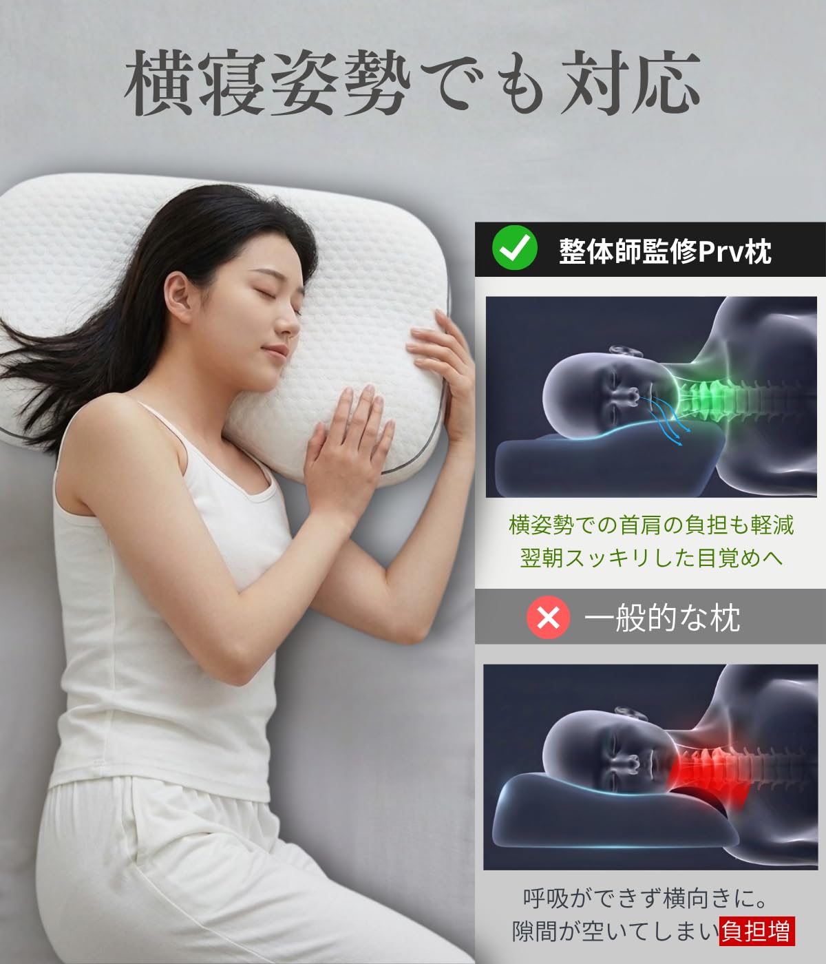 Amazon｜Prv 雑誌掲載【整体師監修/いびき改善×首肩サポート枕】 枕