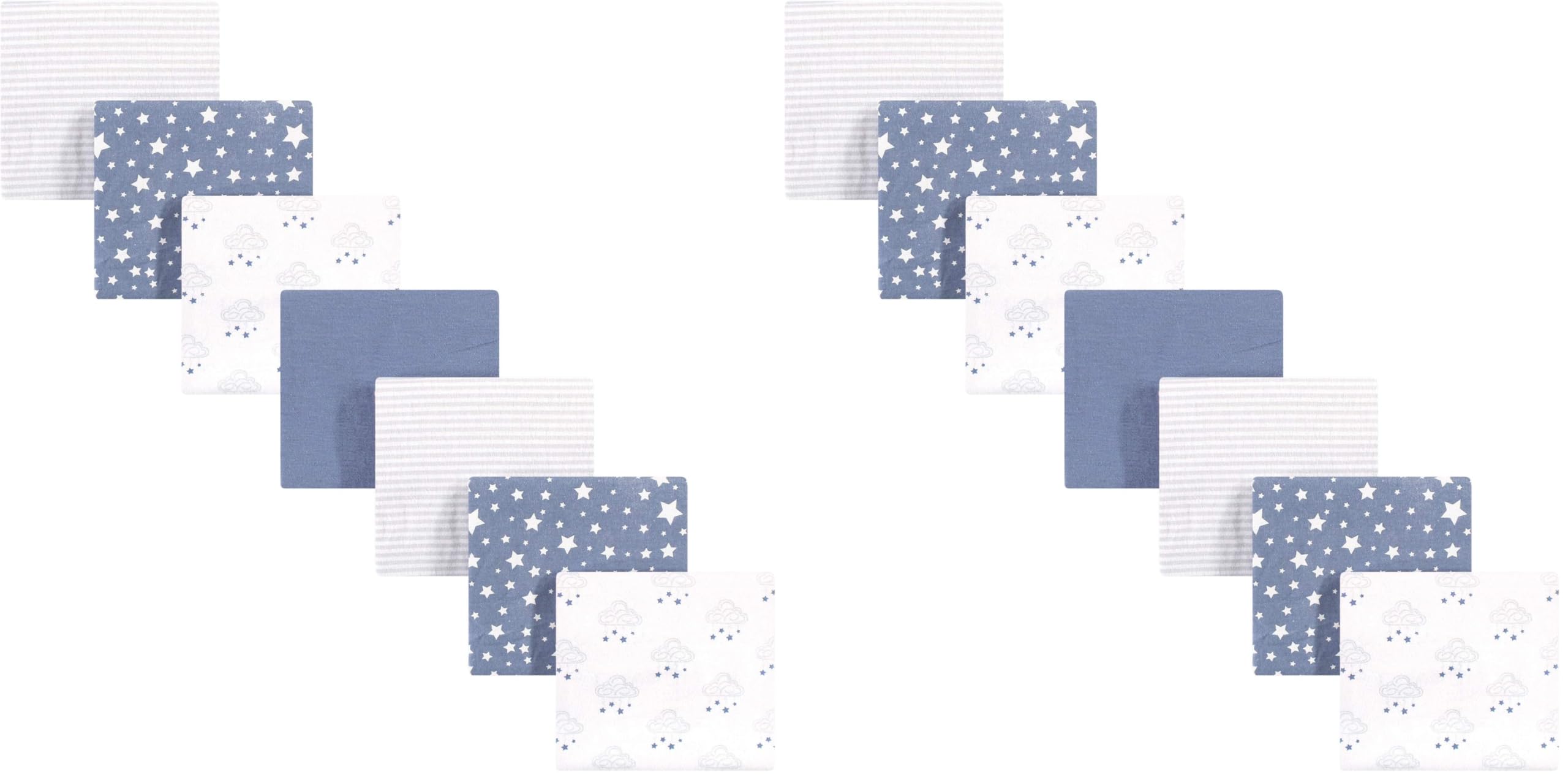 Hudson Baby Unisex Baby Cotton Flannel Receiving Blankets Bundle, Cloud Mobile Blue, One Size (Pack of 2)