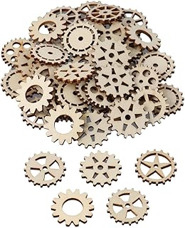 100 Pcs Wooden Gear Wheels Decoration,Mixed Style Unfinished Blank Wooden Pieces for Making DIY Crafts