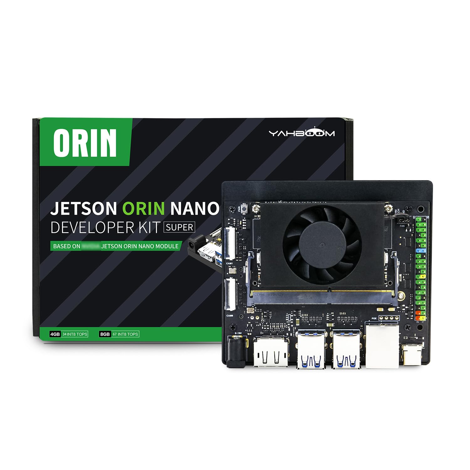 Yahboom Jetson Orin Nano Super 8GB Development Kit 67 Tops IMX219 CSI Camera+Jetson Case + Development Board Ubuntu 22.04 ROS2 Data (Orin Nano 8GB Basic Kit)