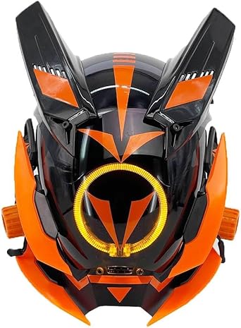 Cyber Neon Glowing LED Mask, Rechargeable Adjustable Face Visor for Cosplay, Halloween & Costume Parties