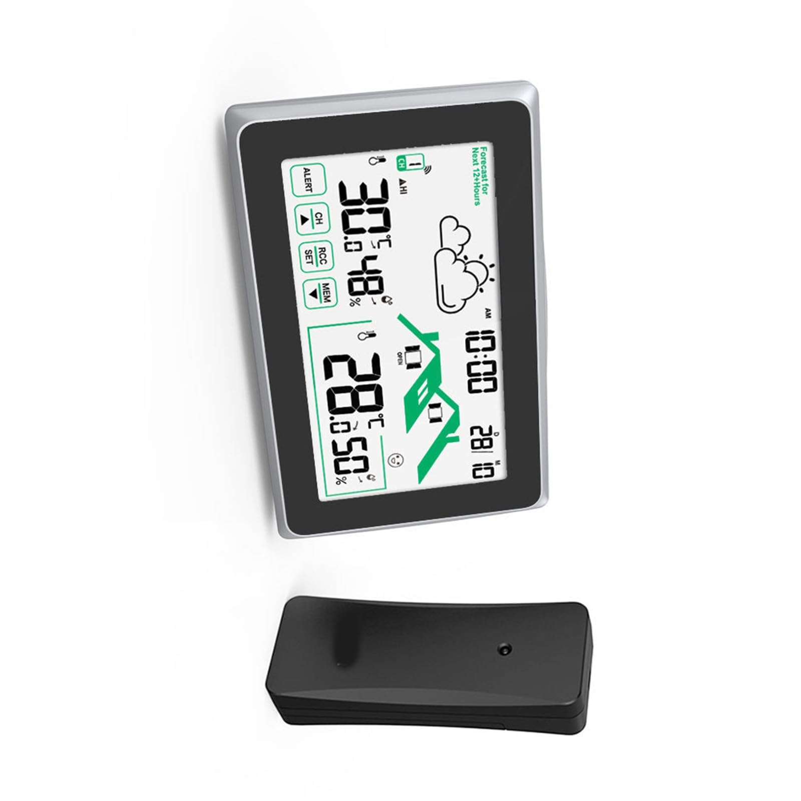 Termómetros para Interiores y Exteriores con Reloj controlado por Radio y Monitor de Temperatura y Humedad para Entorno del hogar Confort Pronóstico del en hogar Sensores de Humedad de