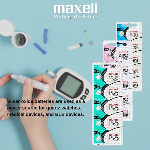 Miniatura 3 de Maxell Reloj Batería Botón Celda SR41SW 384 Pack de 5 Baterías