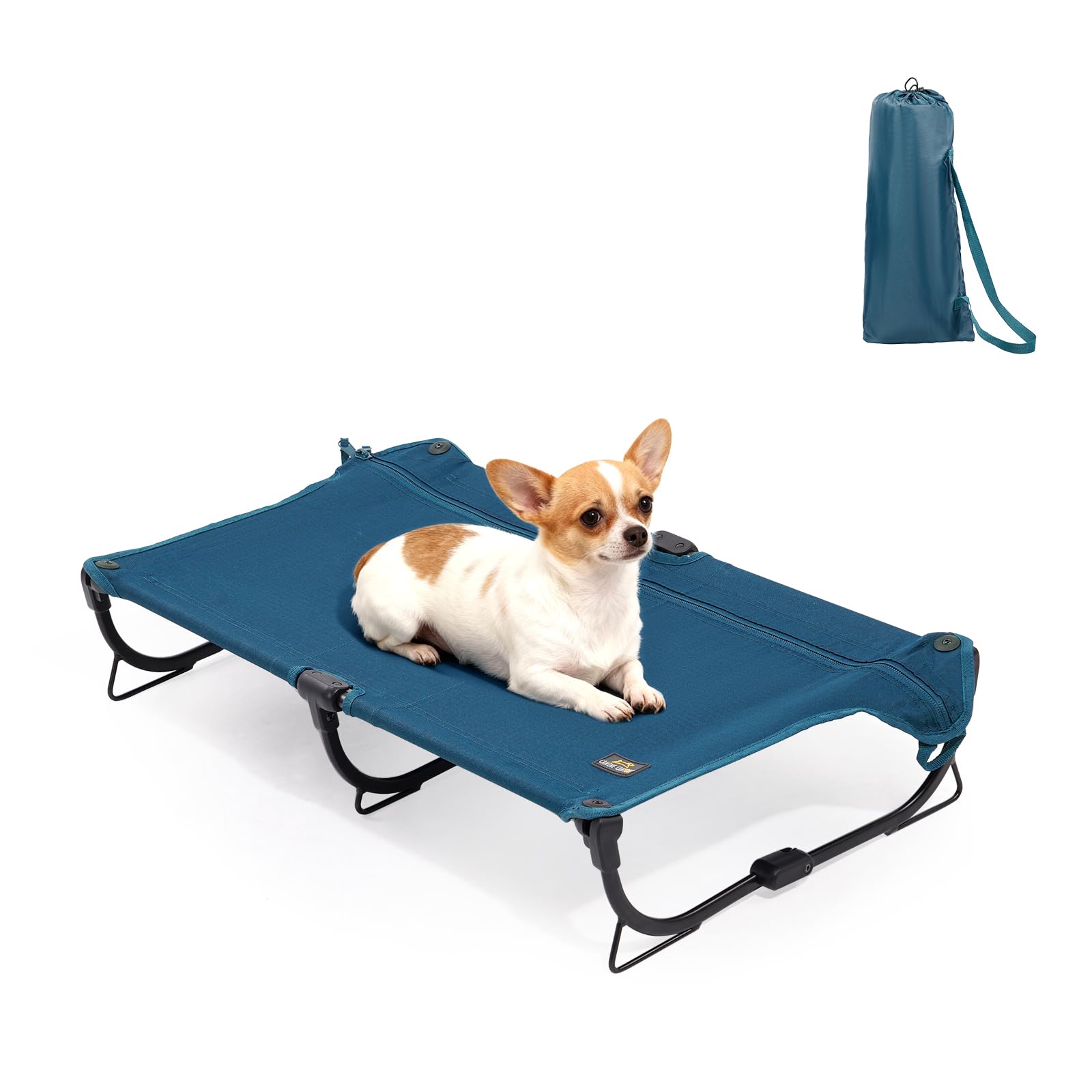 CANINE CANYON Daisy Cot, Medium Foldable Elevated Dog Bed, Portable Raised Outdoor Folding Dog Cot, Cooling, Chew Proof, Waterproof, Heavy Duty Up to